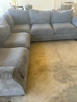 Gray Corduroy Sectional Sofa