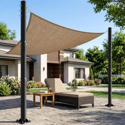 Shade Sail Poles 10 FT Heavy Duty Steel Sun Shade Pole Kit 2 Pack for Patio Deck Canopy