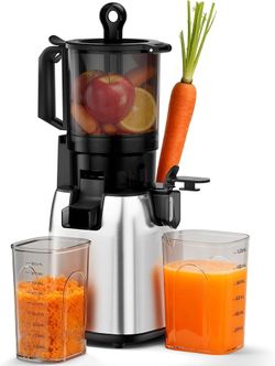 Cold Press Juicer 5.4 Inch Wide Feed Chute, Juicer Machines For Whole Fruits & Vegetables, Slow Masticating Juice Extractor, High Juice Yield Juice Ma