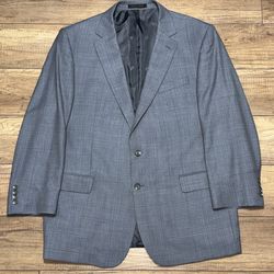 Jos. A. Bank Reserve Silk Wool Gray Windowpane Sport Coat Blazer 46R Vented