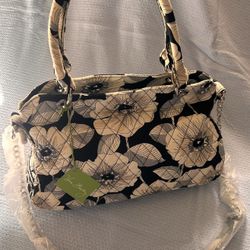 Vera Bradley Camellia Print Satchel NEW WITH TAGS Rare Silver Hardware