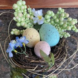 BIRD NEST BIRD’SE EGG NEST DECOR 9”