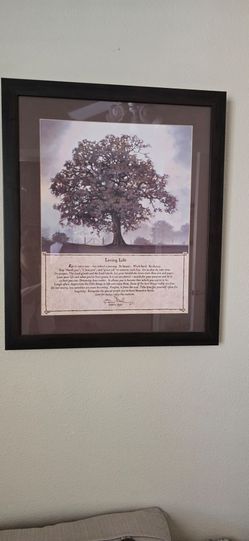 Framed picture of quote Living Life , 26 × 22.5