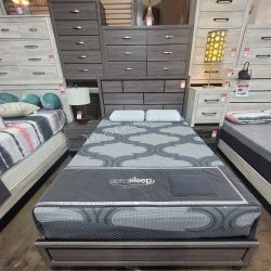 4 PCS BEDROOM SET - QUEEN BED, DRESSER, MIRROR, NIGTHSTAND - [NEW]