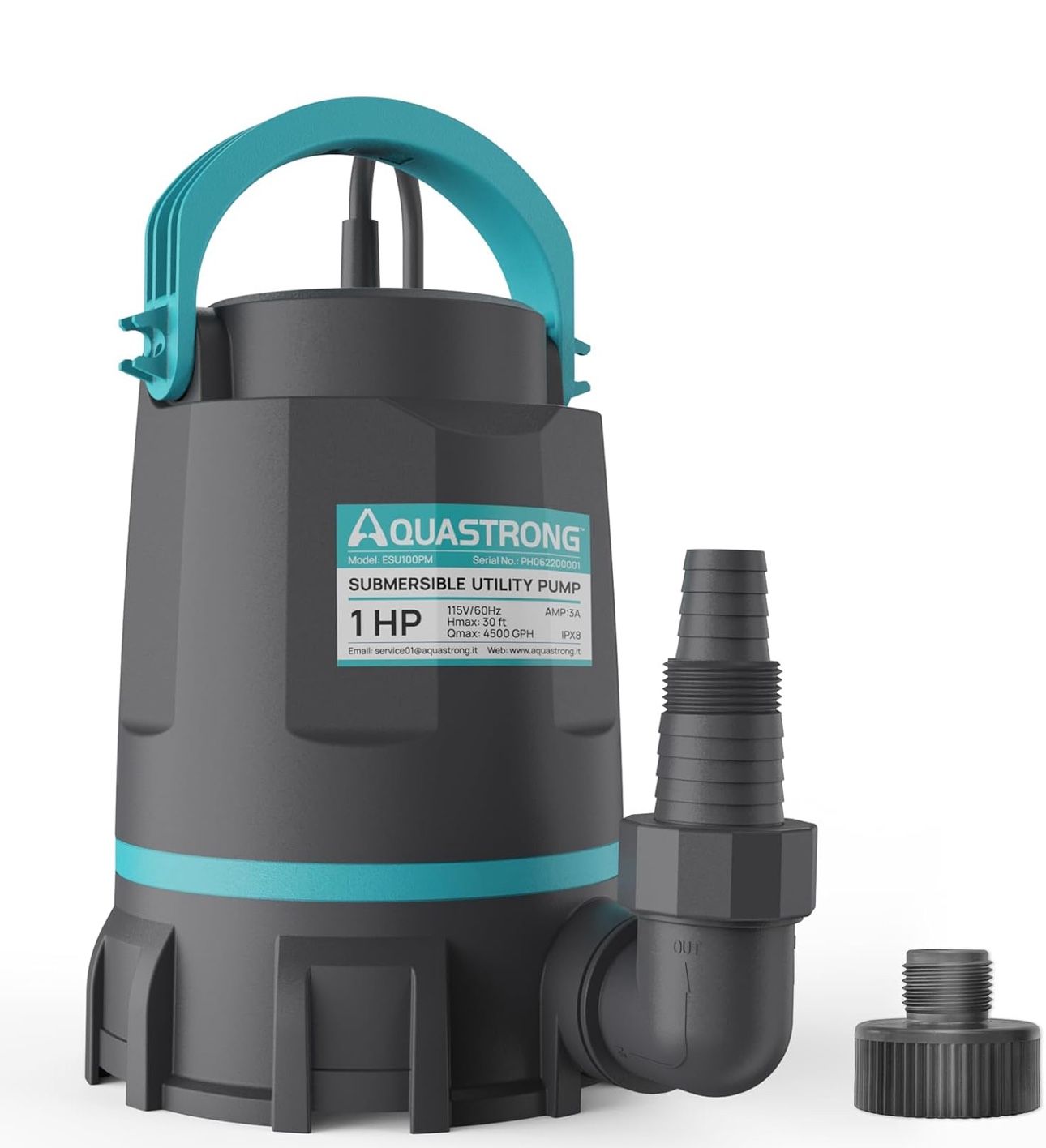 Aquastrong Sump Pump 1 HP 4500 GPH Submersible Water Pump