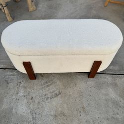 Ottoman Oval Flip Top Storage Bench with Wood Legs 