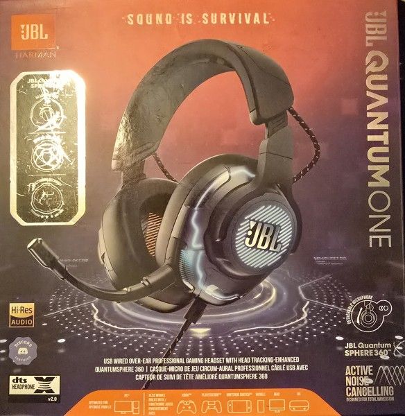 JBL Quantum One - USB wired over-ear professional gaming headset with head-tracking enhanced JBL QuantumSPHERE 360, Active noise cancelling and Hi-Res