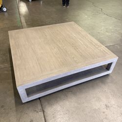 Restoration Hardware Grand Framed Coffee Table Minimalist Modern Gray Oak 61"