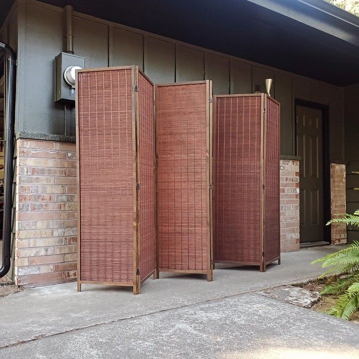 Mid Century Modern 6 Panel Folding Screen Room Divider Vintage