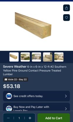Pressure Treated 6”x6”x12’