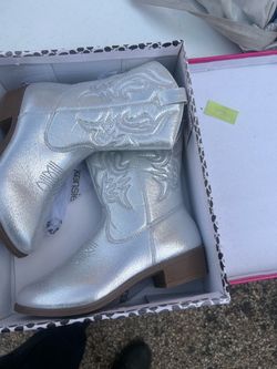 Silver Metallic Western Cowboy Boots