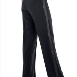 The limited women’s black pants with satin stripes down sides size 6
