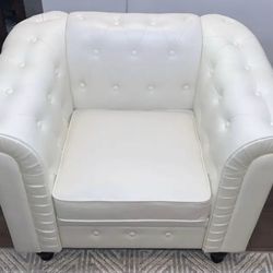 Chair -White Emily Chesterfield Faux Leather Chair