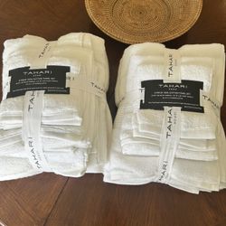 Two Brand New White Bath Towel Sets