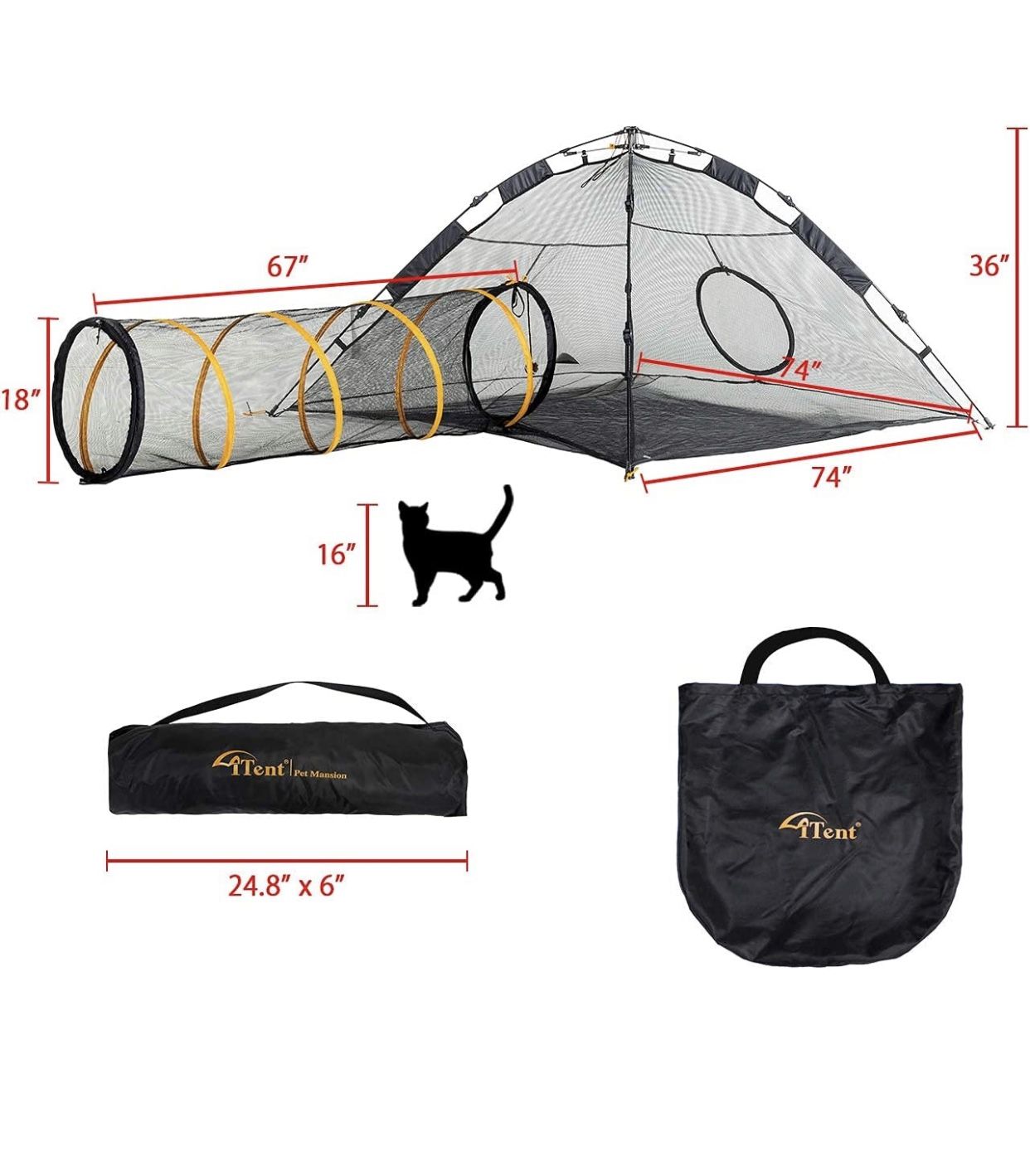 Cat Tent for Indoor and Outdoor Cat Enclosures( Outdoor Cat Tent, Cat Tunnel, and Playhouse) Cat Playpen X-Large Portable Cat Tunnel Play Tents for Ca