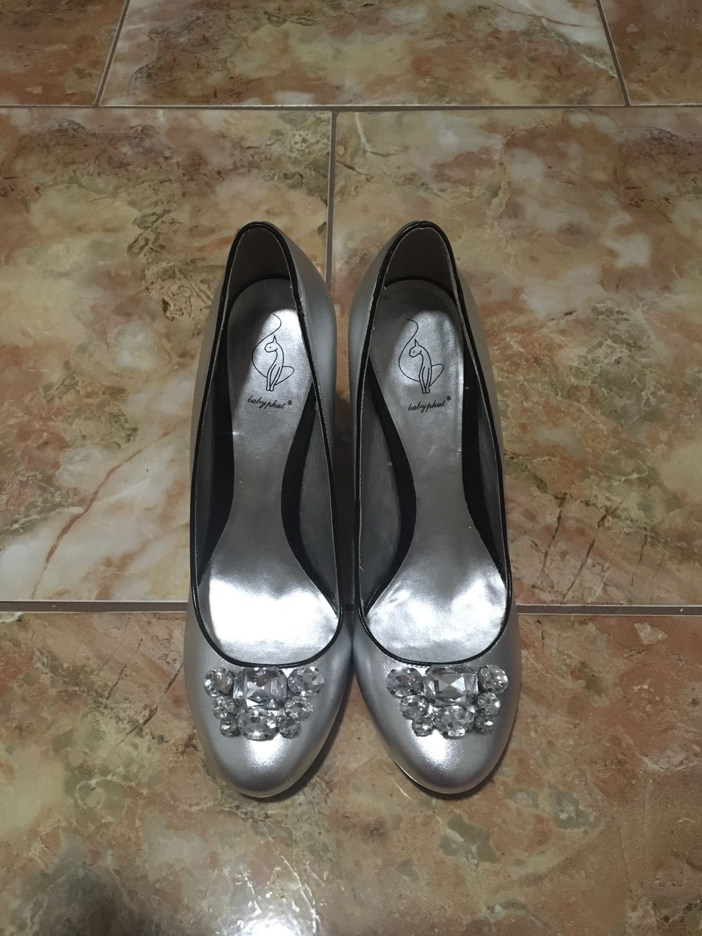Baby Phat Silver Wedge Heels Size 10