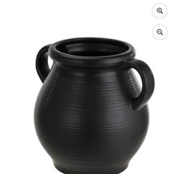 Mainstays Ceramic Vase with Ribbed Finish, Black