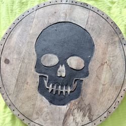 Wooden Turnable with Skull Design- Lazy Susan 