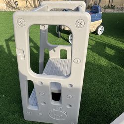 Gray Adjustable Height - Kitchen Stool Helper with Anti - Slip Mat