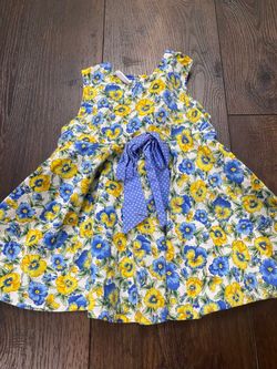 Girls yellow and blue flower dress size 24 months by blueberi boulevard #1