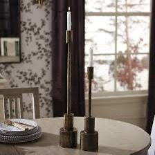 Samson Modern Antique Brass Taper Candle Holders – Heavy Metal – Set of 2