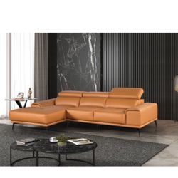 New Tangerine Leather Sectional Couch! Includes Free Delivery 🚚! Free Assembly!