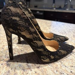 Madison Black Lace Heels