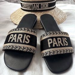 Lavishly Paris Women’s City Paris Black Slides Size: 8