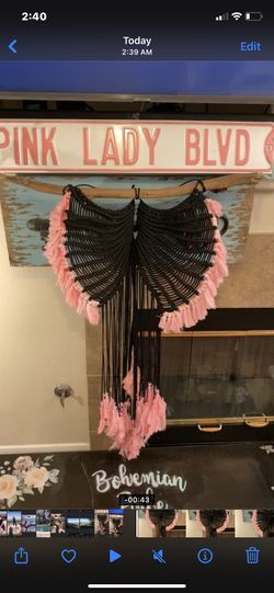 Macramé black angel wings