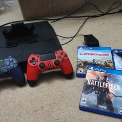 Ps4 With 3 Games, 2 Controllers, Charging Station 