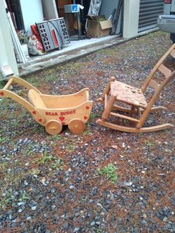 Bear Buggy And A Rocking Chair Rocking Chair Needs A Little Work On The Seat