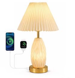 GVDV HOME 17.5" Table Lamp with USB A&C Ports and Night Light, Touch Control 3 Way Dimmable Bedside Lamp, for Bedroom Living Room Office, Beige