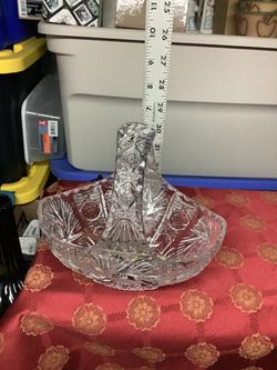 Heavy cut glass basket