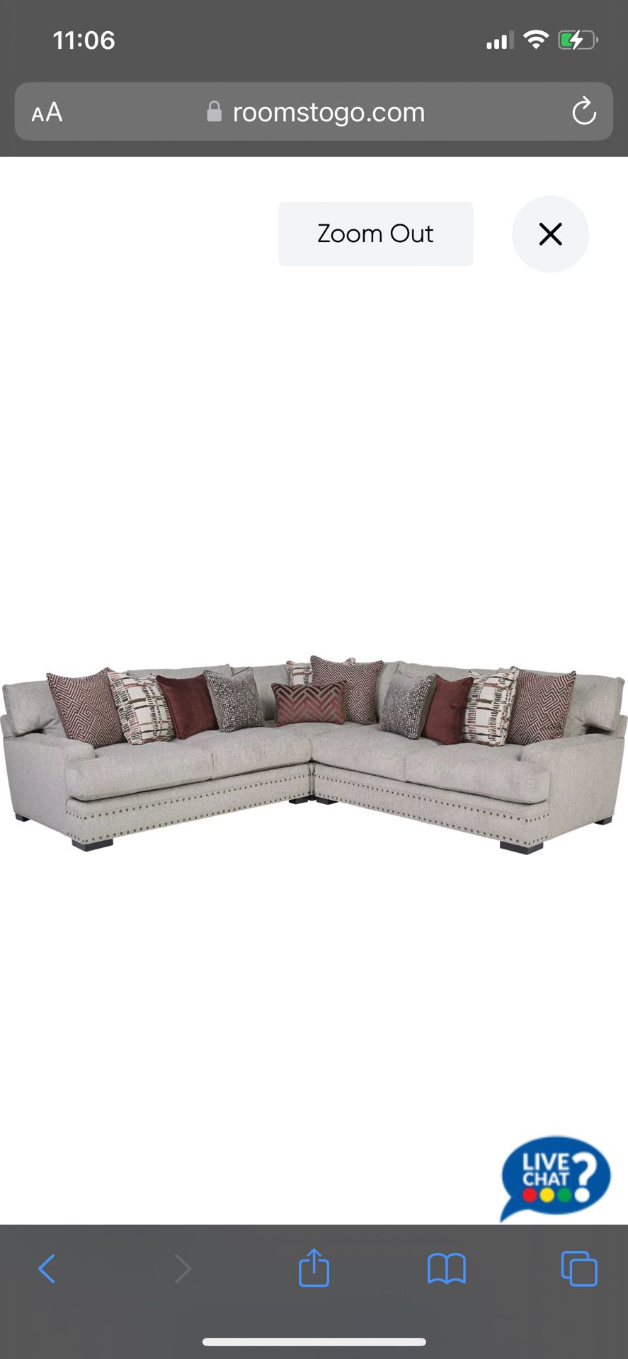 Comfy Cindy Crawford sectional sofa for sale