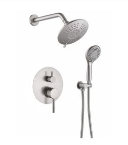 BWE
Single-Handle 2-Spray Round High Pressure Shower Faucet in Brushed Nickel (Valve Included)