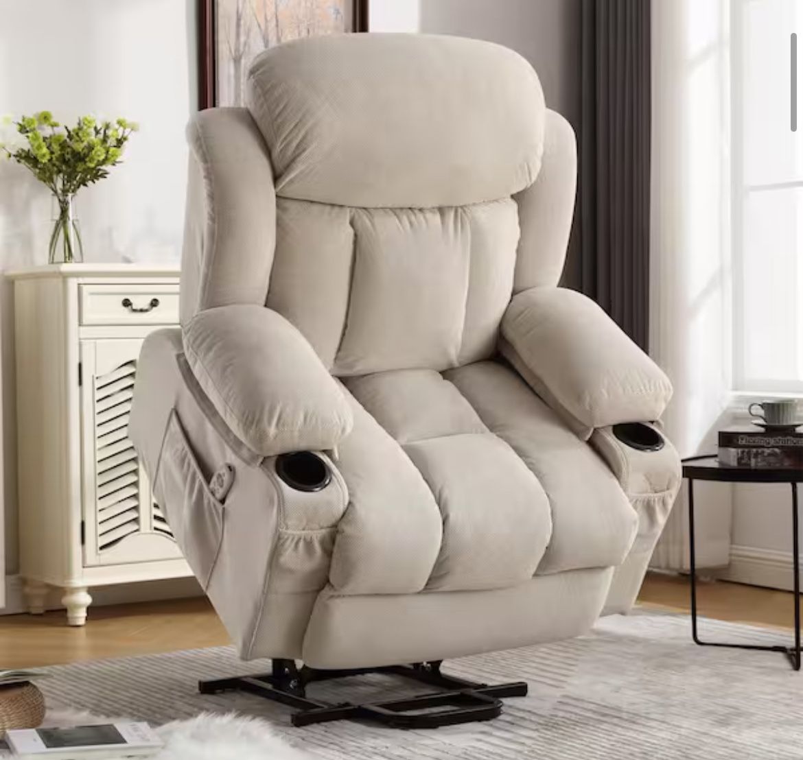 Sofa Recliner Lift Chair - Beige Fabric
