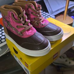 Oomphies Pink And Brown Toe Box Boots Size 6c 