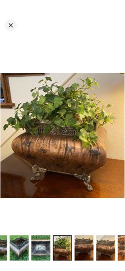 Ornate Metal Jardiniere Planter Container for Plants or Firewood