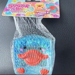 Sugar Swaps Duck Cube Squishy Squeeze Toy in Mesh Bag, Blue/Red