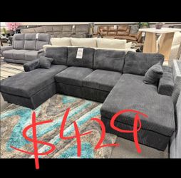 Double chaise corduroy sectional Sofa 120x60 "