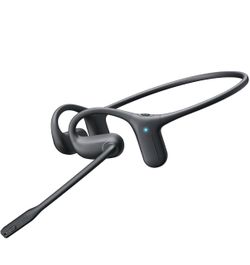 🔥Brand new🔥 Open Ear Headphones with Mic, Bluetooth Headphones with MicMute-Matte Black Rotatable Noise Cancelling Mic, Dual-device Connect, 20H&28g