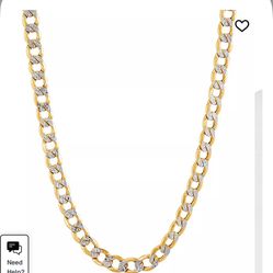 10 Karat Two-Tone Gold 22 Inch Curb Chain