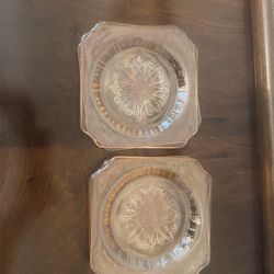vintage pink depression glass desert plates(set of 5)