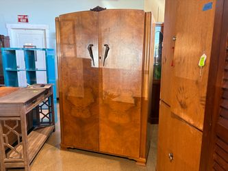 Vintage Art Deco Burr Double Door Wardrobe