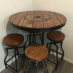 spool table bar style with gas pipe stand