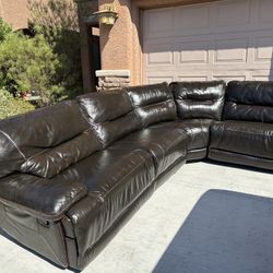 Four Piece Brown Leather Sectional