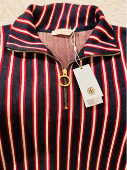 Tory Burch  Striped Mock Neck Top