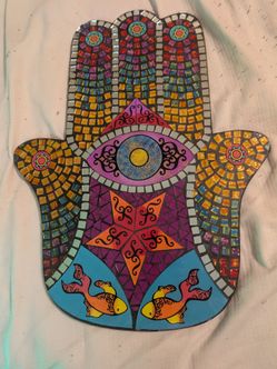 Colorful Mosaic Hamsa Hand Wall Art