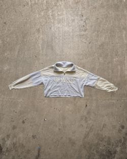 HOLLISTER QUARTER ZIP CROP TOP BLUE + GREY S