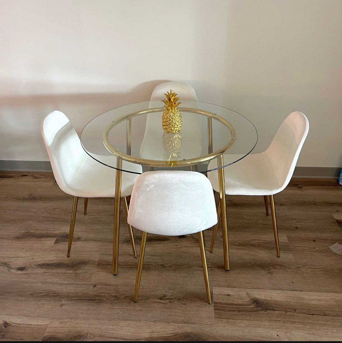 Cream Dining Room Set Gold Legs
